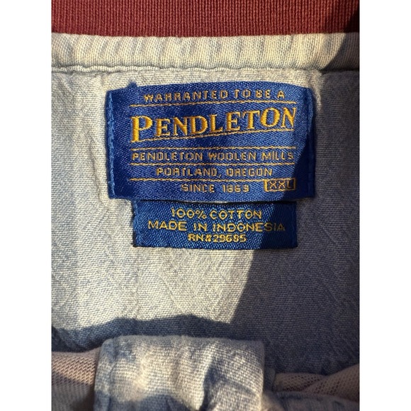 Pendleton Polo XXL Palm Tree Print Burgundy 100% Cotton Vintage Hawaii Style - Picture 4 of 7